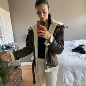 Genuine Leather, Faux Shearling Bomber Jacket